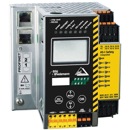 Шлюз ASi-3 PROFINET Bihl+Wiedemann BWU3274 с монитором безопасности IP20 и полупроводниковыми выходами