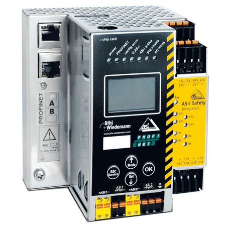 Шлюз ASi-3 PROFINET Bihl+Wiedemann BWU2534 с монитором безопасности IP20 и сертификацией UL