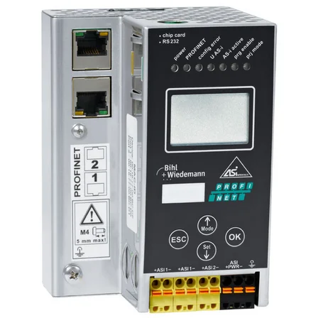 Шлюз ASi-3 PROFINET Bihl+Wiedemann BWU2238 в корпусе из нержавеющей стали IP65 с 2 мастерами ASi