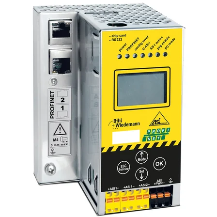 Шлюз ASi-3 PROFINET Bihl+Wiedemann BWU2633 с монитором безопасности IP20 и 6 цифровыми входами