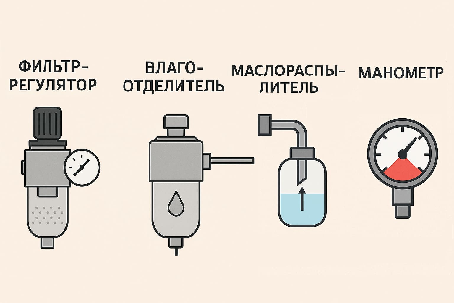 blok podgotovki vozduha ustrojstvo.jpg Компоненты блока подготовки воздуха