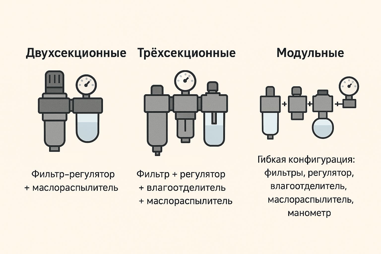 blok podgotovki vozduha vidy.jpg Типы блоков подготовки воздуха