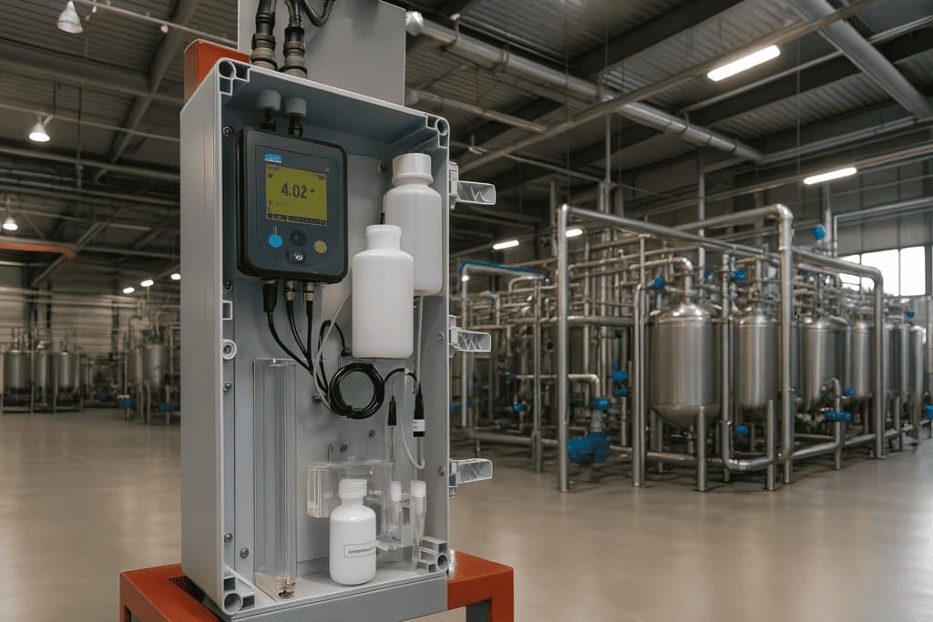 Фото производственного цеха с анализатором жидкости