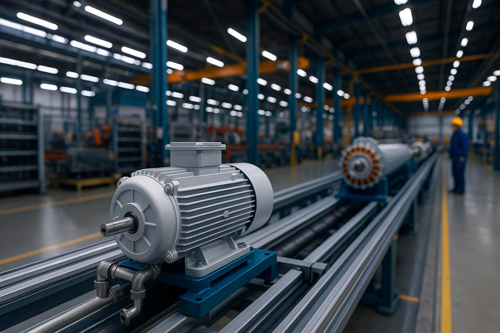 Цех с установленным двигателем